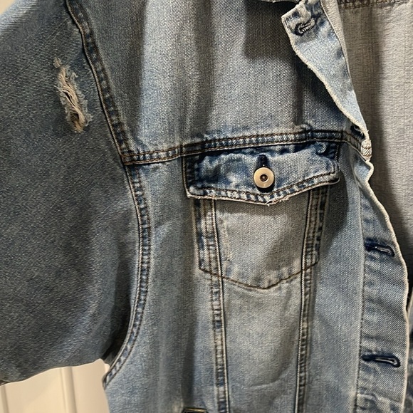 Highway Jeans blue denim Jean long jacket distressed oversized sized XL - Picture 13 of 16